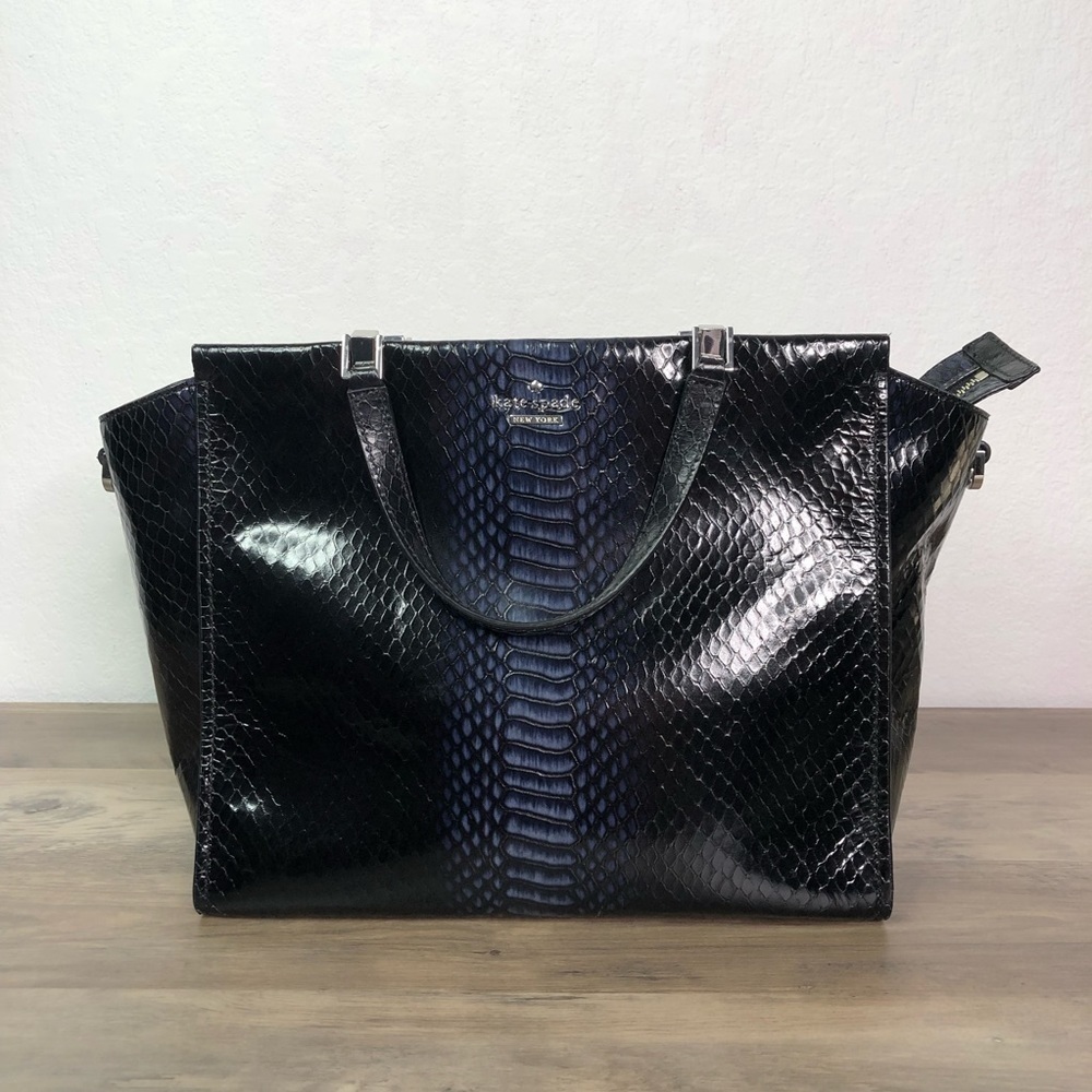 Kate Spade Midnight Blue Python Print Tote Bag - image 8